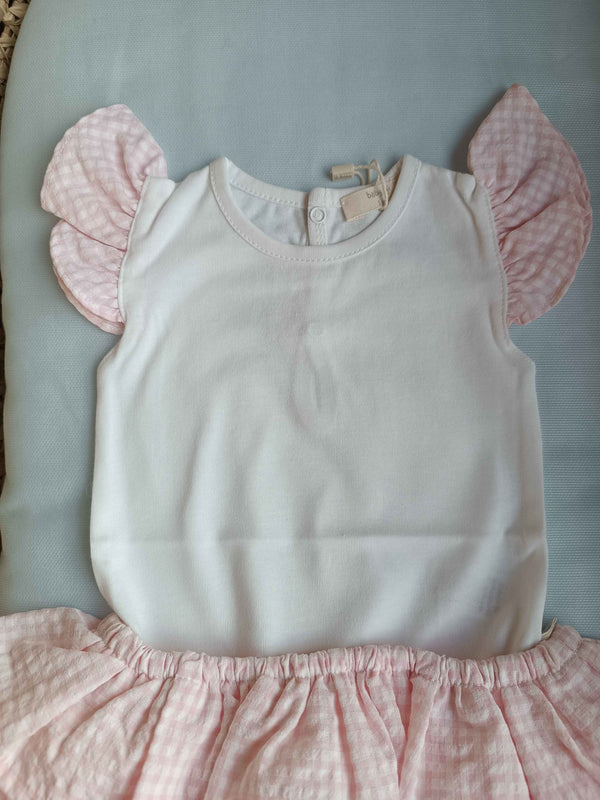 BABYGI COMPLETO VICHY ROSA BODY+CULOTTE VOLANT
