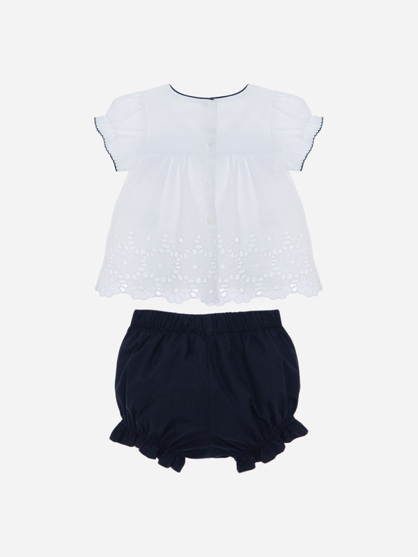 PATACHOU COMPLETO BLUSA+COULOTTE BIANCO MARINE