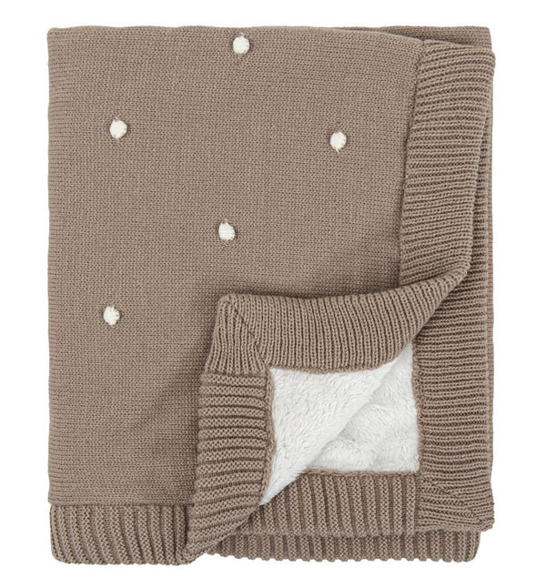 BIMBIDREAMS COPERTA MAGLIA E CINIGLIA GRIGIA POIS BIANCHI