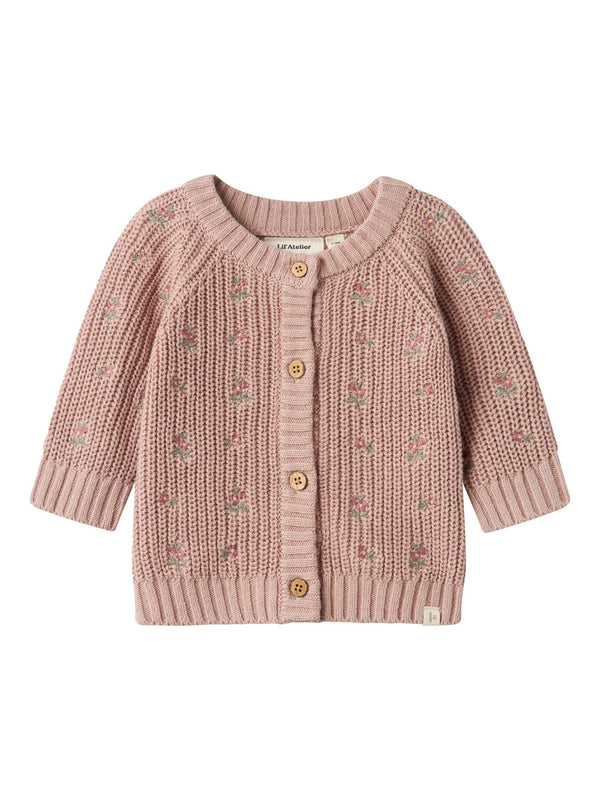 LIL ATELIER CARDIGAN ROSE RICAMATO
