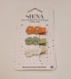 SIENA CONFEZIONE TRE MINI MOLLETTE A FORMA DI FIORE SALMONE ,SALVIA ,PANNA 4CM