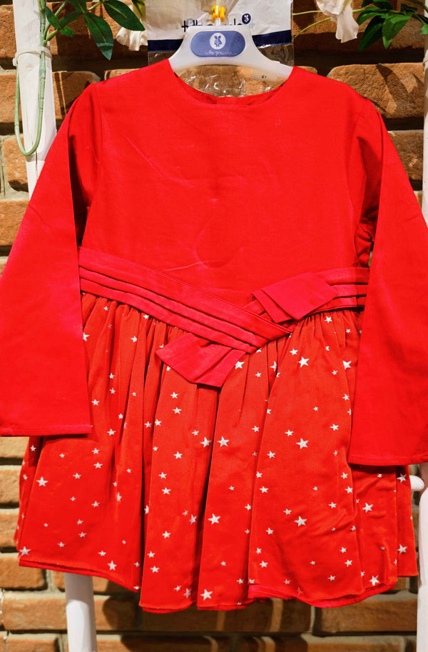 TUTTO PICCOLO ABITO ROSSO CON TULLE E STELLINE + CALZAMAGLIA ARGENTO