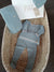 Paz Rodriguez set nascita cotone e cashmere coprifasce+ghettina+cappello+coperta azzurro polvere