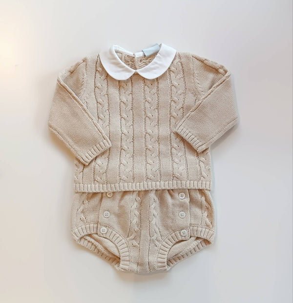 BOBOLI COMPLETO MAGLIA COULOTTE TRICOT BEIGE