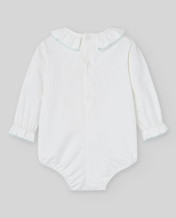 PAZ RODRIGUEZ BODY "ESENCIAL" LATTE CON COLLETTO VOLANT BIA/VERDE