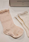 BAMBOOM 3PC in GIFT BOX Calza Bimba con Pizzo ROSA CIPRIA-PANNA-OYSTER