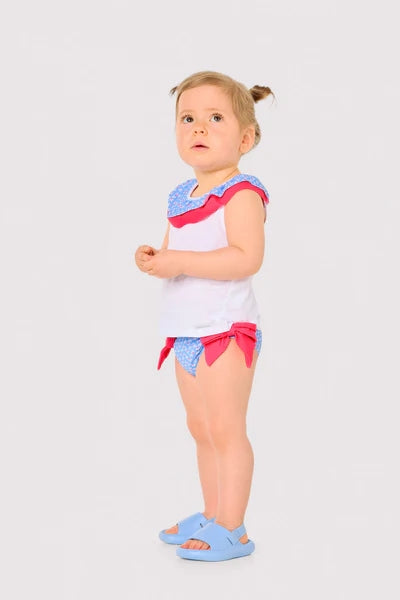 YSABEL MORA maglietta e costume con volant e fiocco stampa floreale 97091