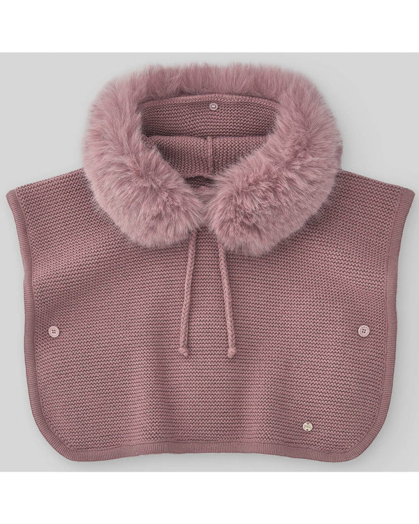 PAZ RODRIGUEZ PONCHO "ESENCIAL" CON PELLICCIA ROSA BLUSH