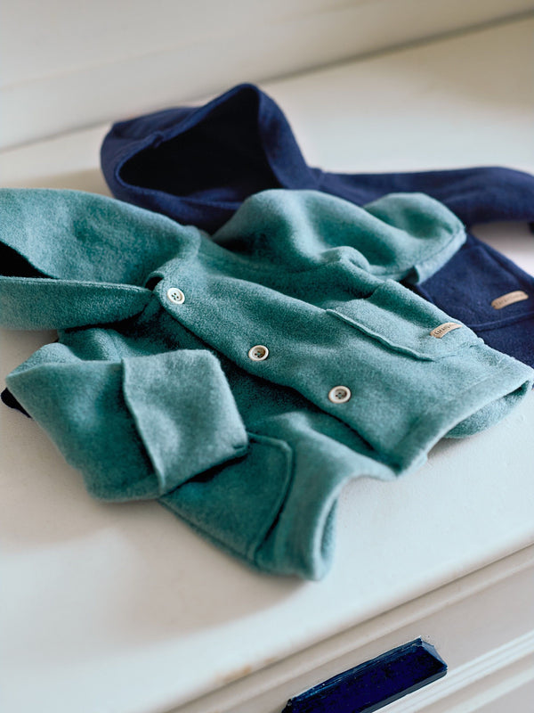LARANJINHA GIACCA IN PILE CON CAPPUCCIO BLU I5648