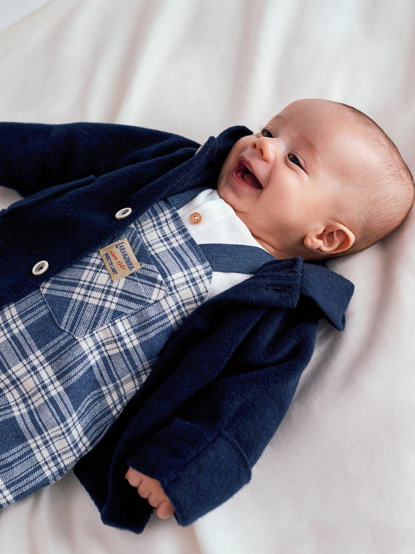 LARANJINHA GIACCA IN PILE CON CAPPUCCIO BLU I5648