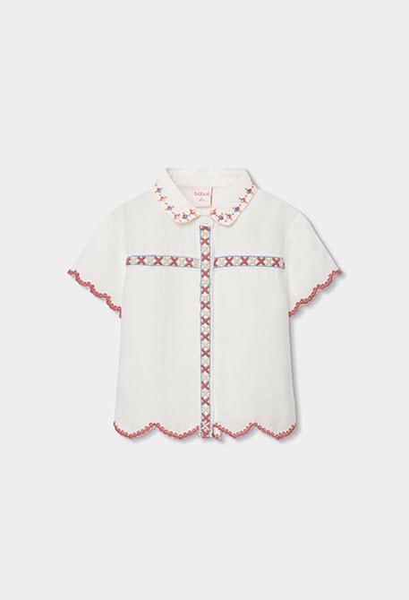 BOBOLI CAMICIA RICAMATA BIANCA M/M