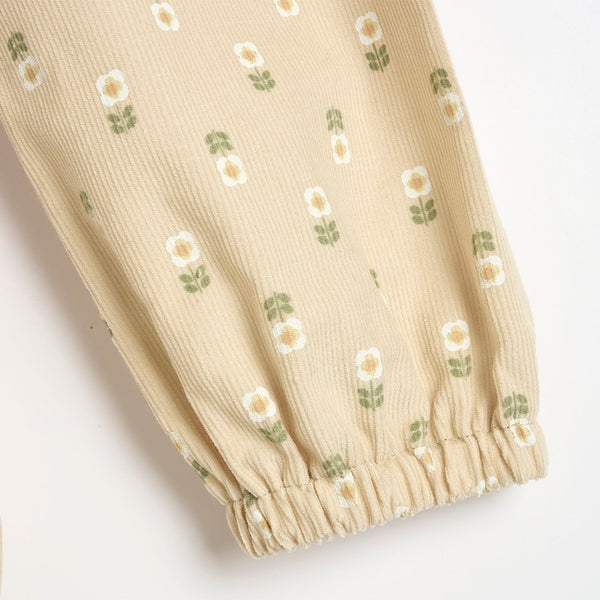 CHICCO ABITO VELLUTO A COSTE BEIGE CON FIORI 102672