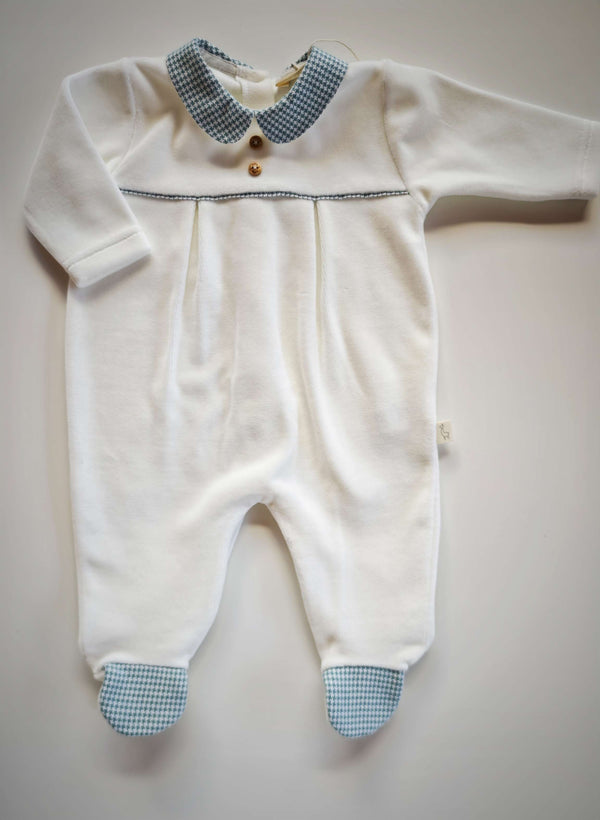 BABYGI TUTINA CINIGLIA PANNA CON COLLO TONDO "PIED DE POULE" VERDE