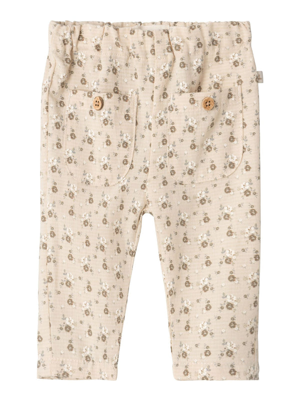 LIL ATELIER PANTALONE FANTASIA FIORI BEIGE