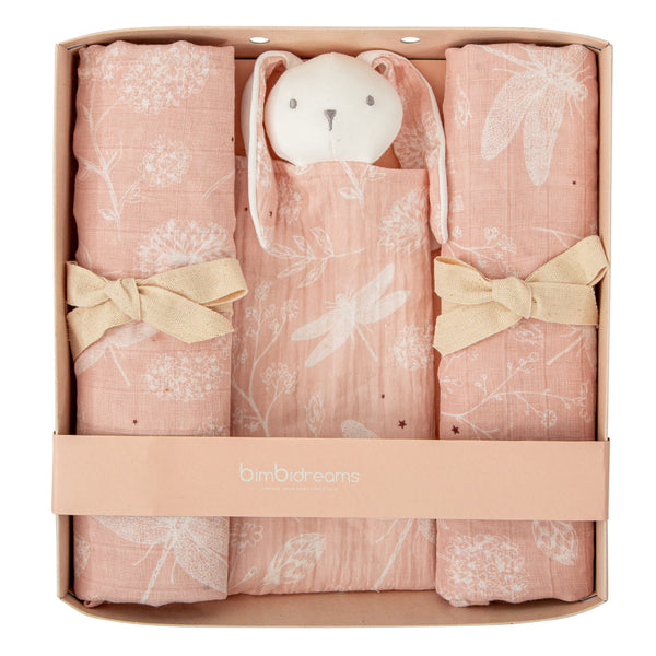 BIMBIDREAMS CONFEZIONE REGALO 2 MUSSOLE E DOUDOU ROSA DAFNE SGD53214