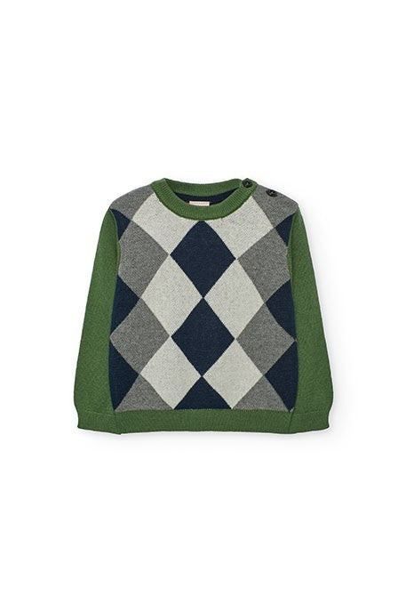 BOBOLI MAGLIONE VERDE A ROMBI 712369