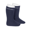 CONDOR CALZINO ALTO IN COTONE PERLE BLU