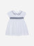PATACHOU ABITO BIANCO CON PUNTO SMOCK E RICAMI BLU