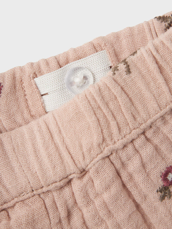 LIL ATELIER PANTALONE GARZATO RICAMATO ROSE