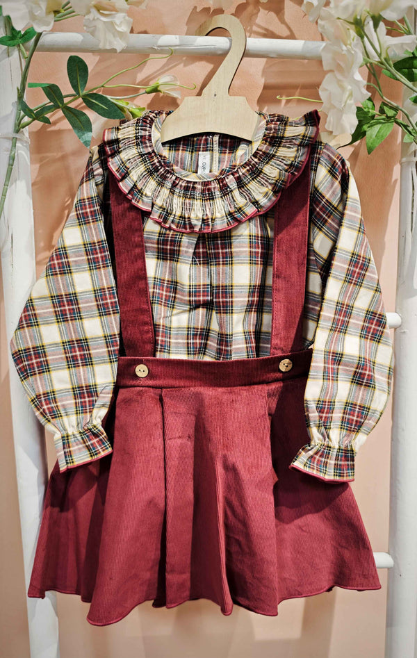 CALAMARO COMPLETO GONNA VELLUTO+CAMICIA TARTAN 11243