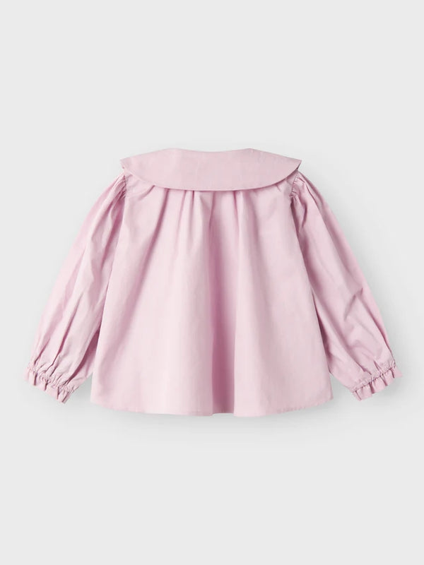NAME IT CAMICIA A CAMPANA ROSA CON RICAMO