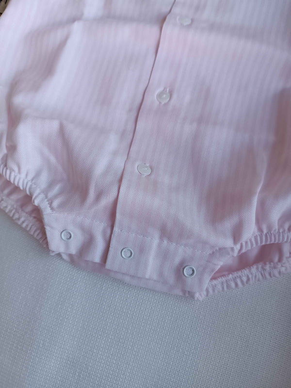 BABYGI PAGLIACCETTO A RIGHE ROSA E BIANCO CON COLLETTO