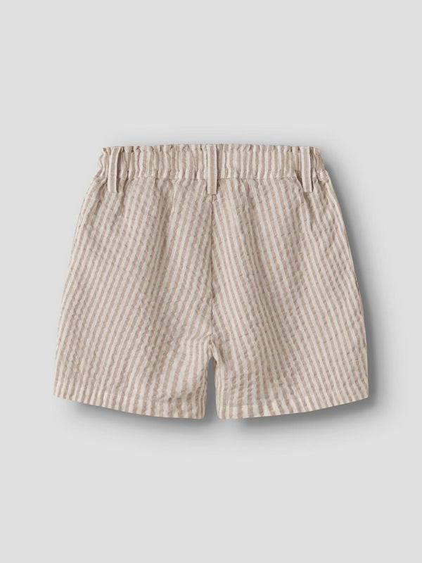 LIL ATELIER PANTALONE BERMUDA A RIGHE BIANCO BEIGE