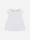 PATACHOU ABITO BIANCO CON PUNTO SMOCK E RICAMI BLU