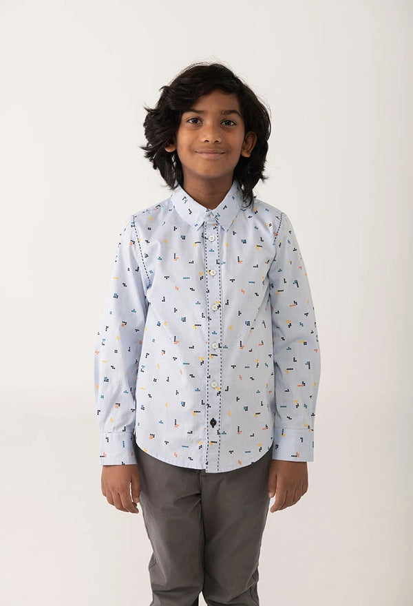 BOBOLI CAMICIA AZZURRA CON FANTASIA 732215