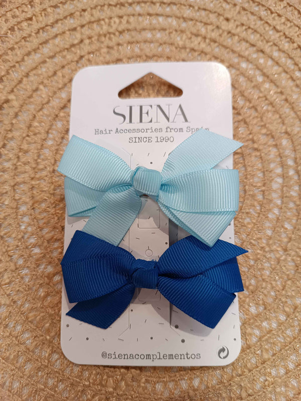 SIENA 2 PINZE CON FIOCCHI GROS GRAIN AZZURRO/BLU