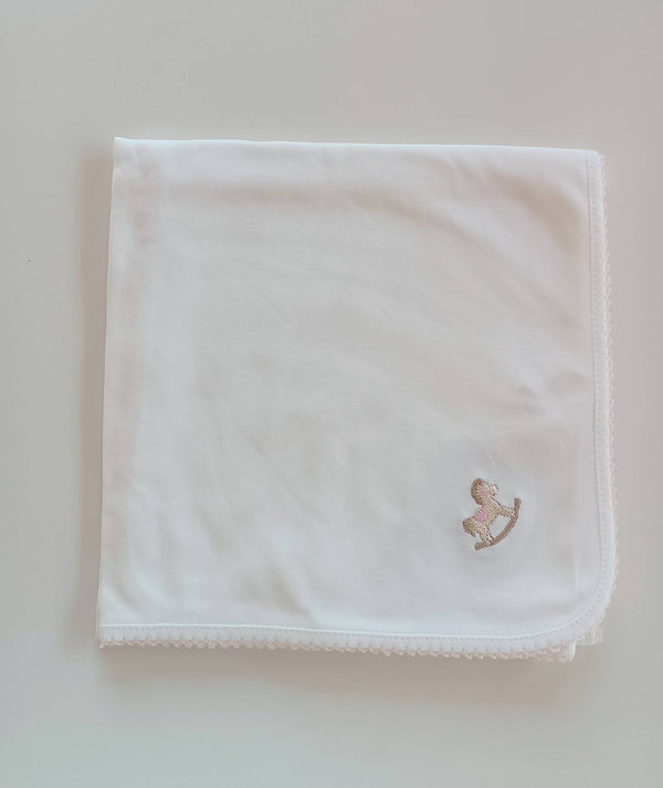 BABYGI QUADRATO CAVALLUCCIO A DONDOLO BIANCO E ROSA