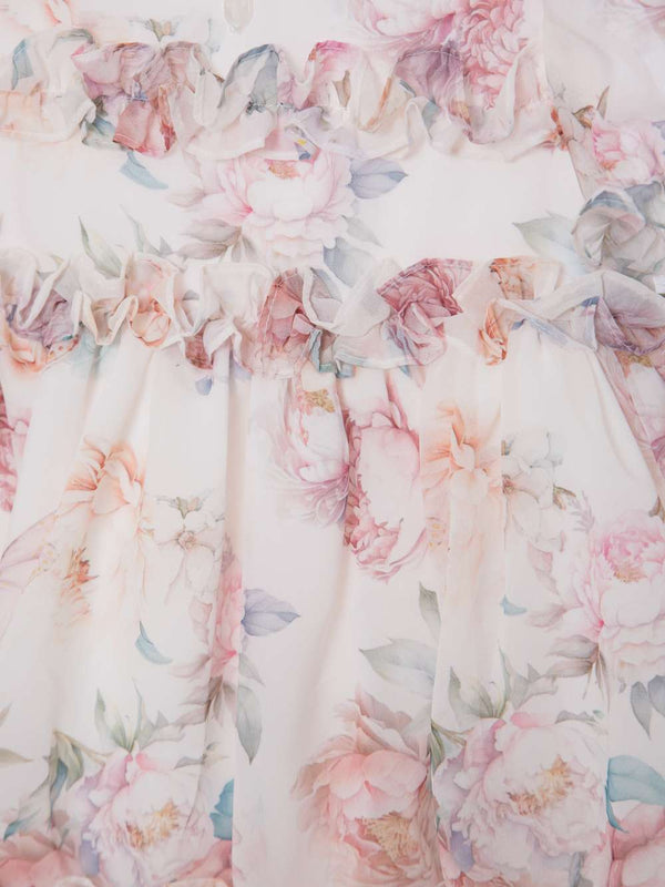 PATACHOU ABITO MULTICOLORE IN CHIFFON CON STAMPA FLOREALE