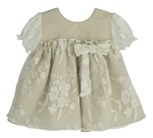 CALAMARO EXCELLENT VESTITO LINO BEIGE E PIZZO
