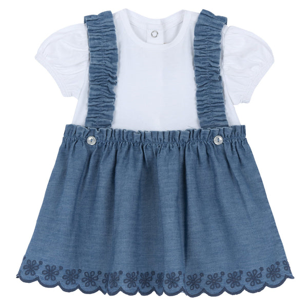 CHICCO ABITO MANICA CORTAGONNA JEANS CON BRETELLE