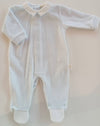 BABYGI TUTINA CINIGLIA AZZURRA E COLLO BIANCO CON RICAMO AZZURRO