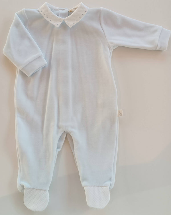 BABYGI TUTINA CINIGLIA AZZURRA E COLLO BIANCO CON RICAMO AZZURRO