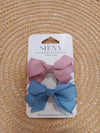 SIENA 2 PINZE CON FIOCCHI GROS GRAIN AZZURRO/ROSA ANTICO