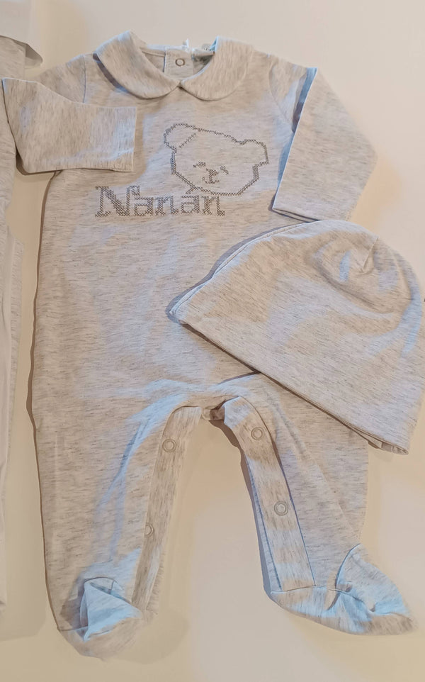 NANAN SET NASCITA COTONE ORGANICO 7 PEZZI GRIGIO PERLA