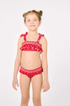 YSABEL MORA Bikini da bambina con dettagli a balze e motivo a nido d'ape di stelle marine 95155