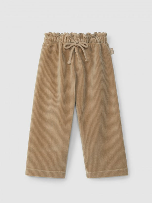 LARANJINHA Pantaloni larghi pull-up in tessuto tipo velluto a coste BEIGE I5721