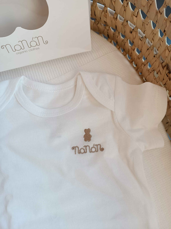 NANAN BODY MEZZA MANICA COTONE ORGANICO ORSETTO BEIGE