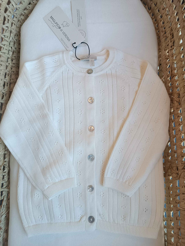 MAGLIFICIO DI VERONA CARDIGAN TRAFORATO BIANCO