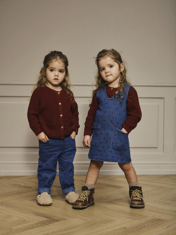 LIL ATELIER CARDIGAN RUGGINE CON TASCHINE
