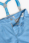 BOBOLI BERMUDA LINO AZZURRO CON BRETELLE
