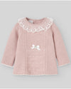 PAZ RODRIGUEZ COMPLETO COTONE/CASHMERE COLLO PIZZO ROSA CIPRIA
