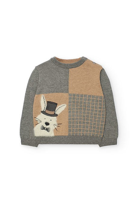 BOBOLI MAGLIONE GRIGIO CON CONIGLIETTO 712077