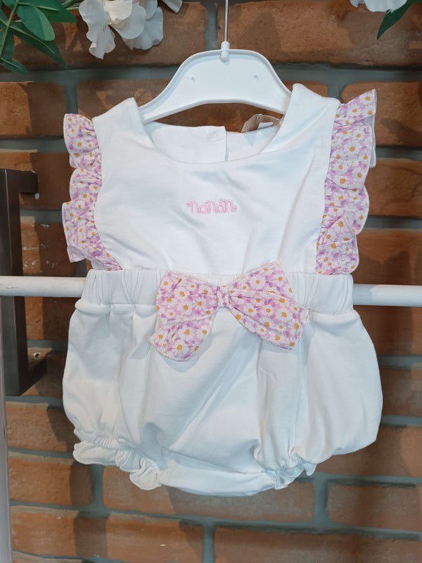 NANAN PAGLIACCETTO BIANCO CON ROUCHES MARGHERITE LILLA