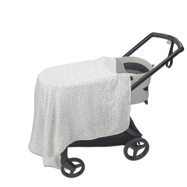 PASITO A PASITO LENZUOLO CON ANGOLI PER NAVICELLA + MUSSOLA LITTLE BLOOM FIORI GRIGIO