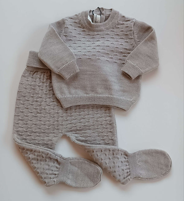 MAGLIFICIO DI VERONA SET MAGLIA LANA PUNZONATA TORTORA+GHETTINA PUNZONATA TORTORA