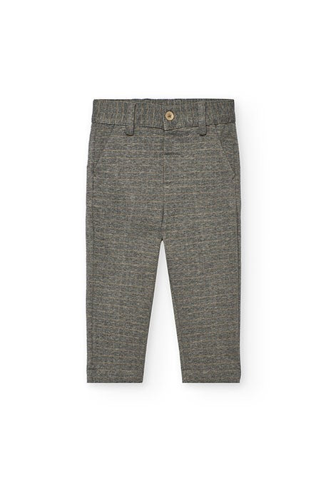 BOBOLI PANTALONE A QUADRI IN MAGLIA GRIGIO SCURO 712099